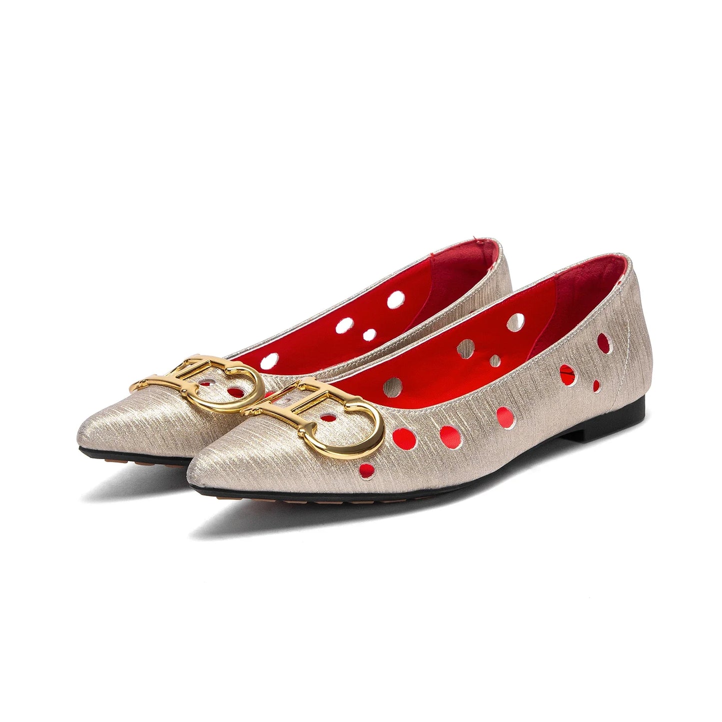 CHCH 2025 Women's Flat Shoes New Punching Design Pointed Woman Shoes Simple Anti slip