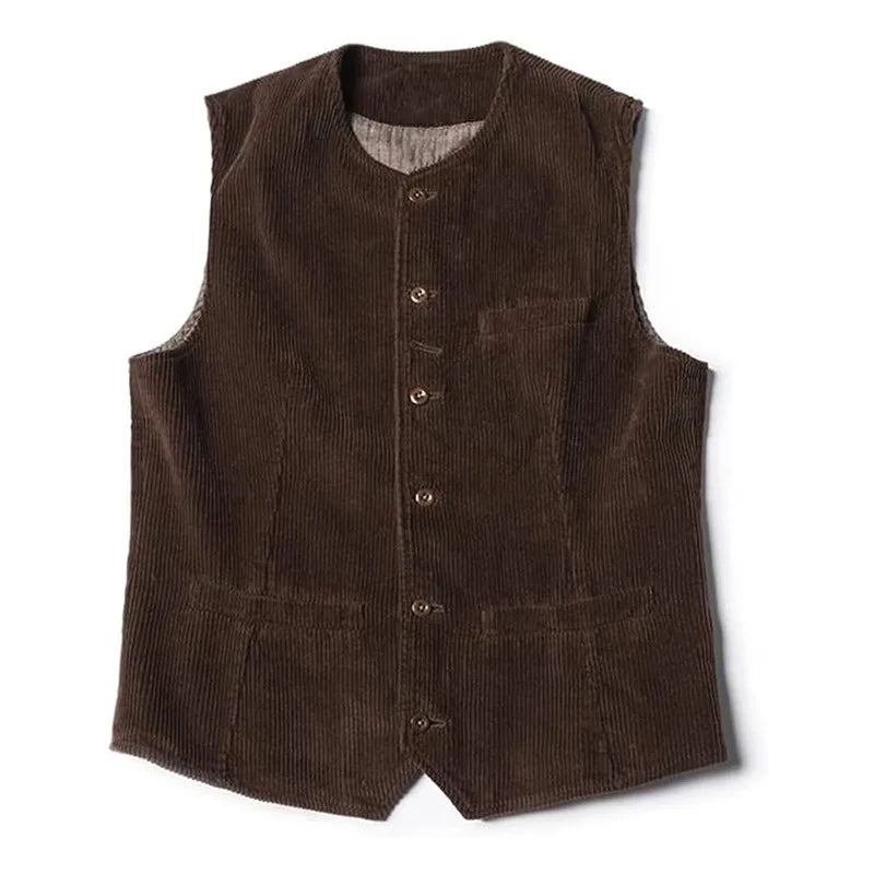 2026 Men's Retro Vest British Style Workwear Corduroy Vestes Casual Coat Single Breasted Sleeveless Jacket for Men Formal Vest