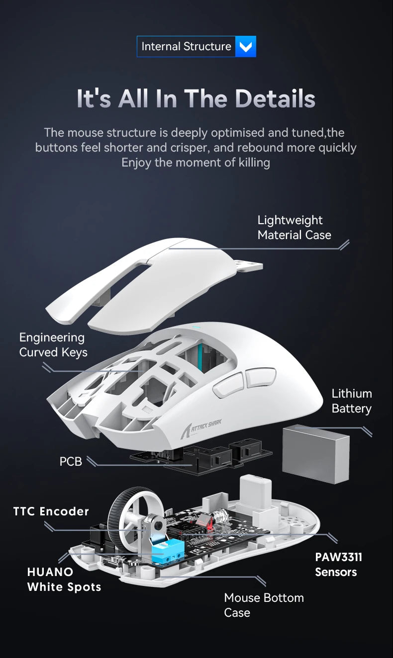 Souris Gaming Attack Shark X11 - Station de Charge RGB