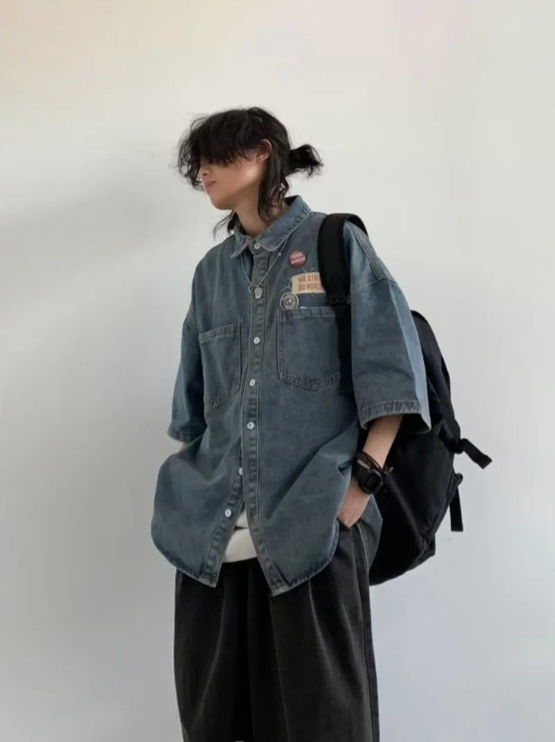 Ensemble Denim Harajuku Chemise Jean Retro