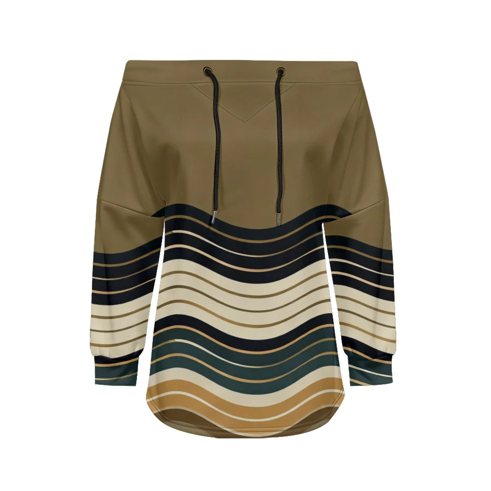Sweat Off-Shoulder - Motifs Rayures & Pois