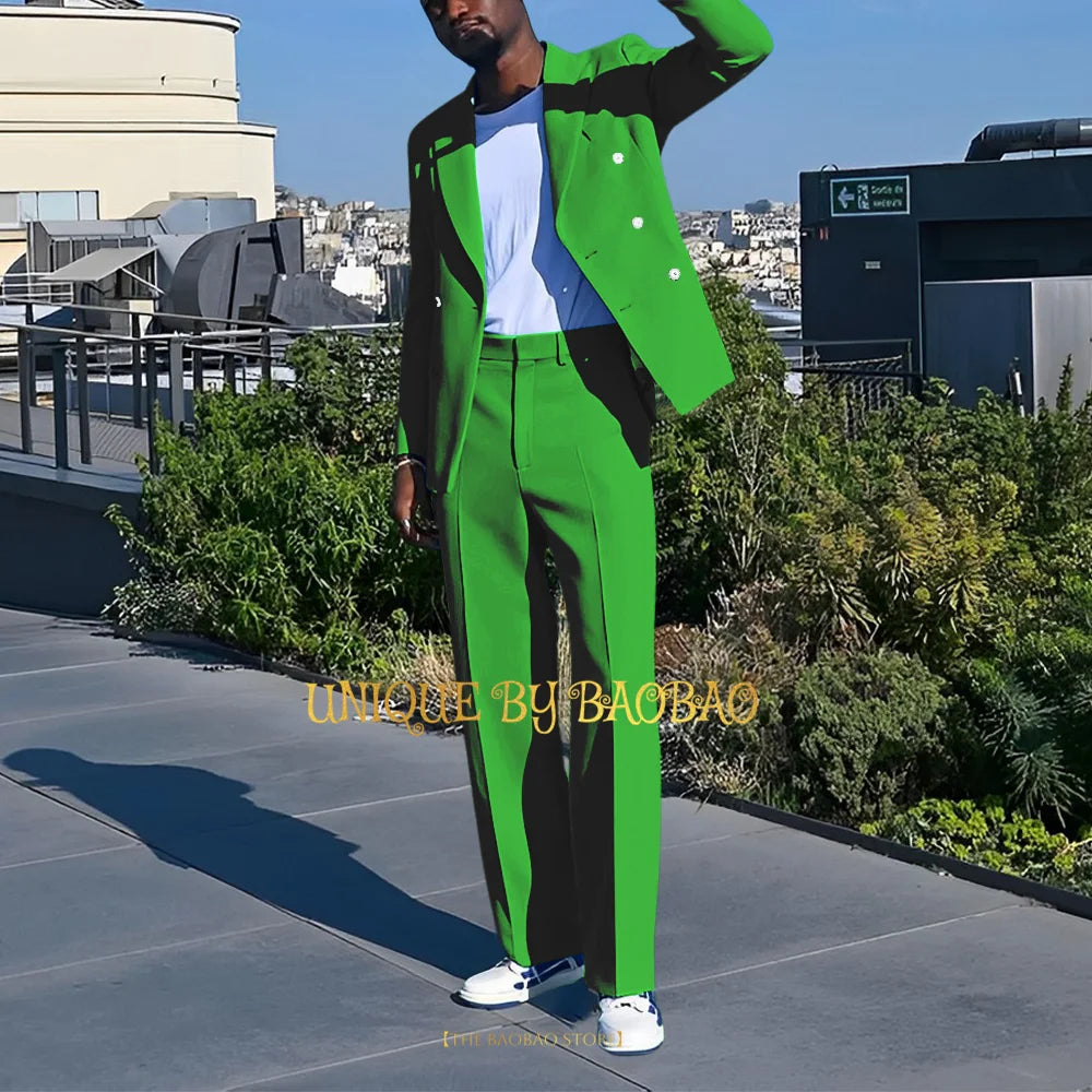 Costume 2 Pieces Bleu Croise Mariage