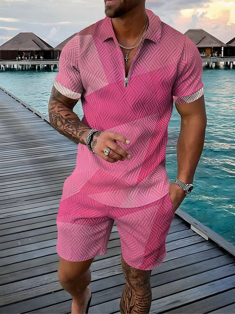 Ensemble Polo 3D Geometrique Short