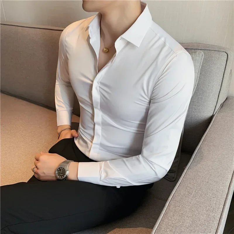 Chemise ML Homme Slim Uni Luxe