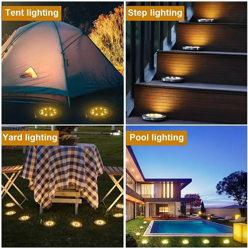 Lampe Solaire Disque LED Extérieur Jardin