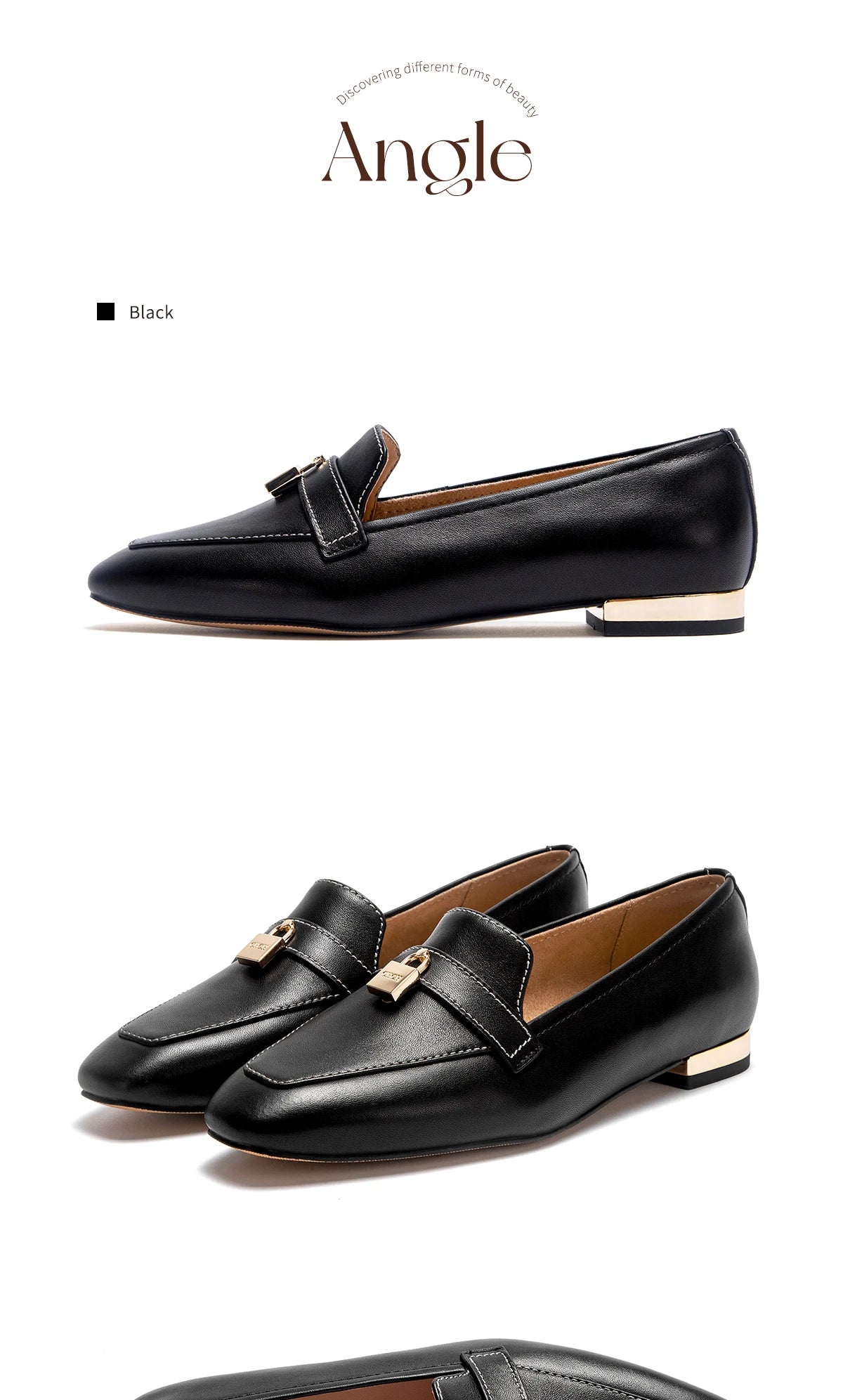 CHCH Women's Flat Shoes 2025 Autumn New Comfortable Cow Leather Black Business Commuter Women's Shoes