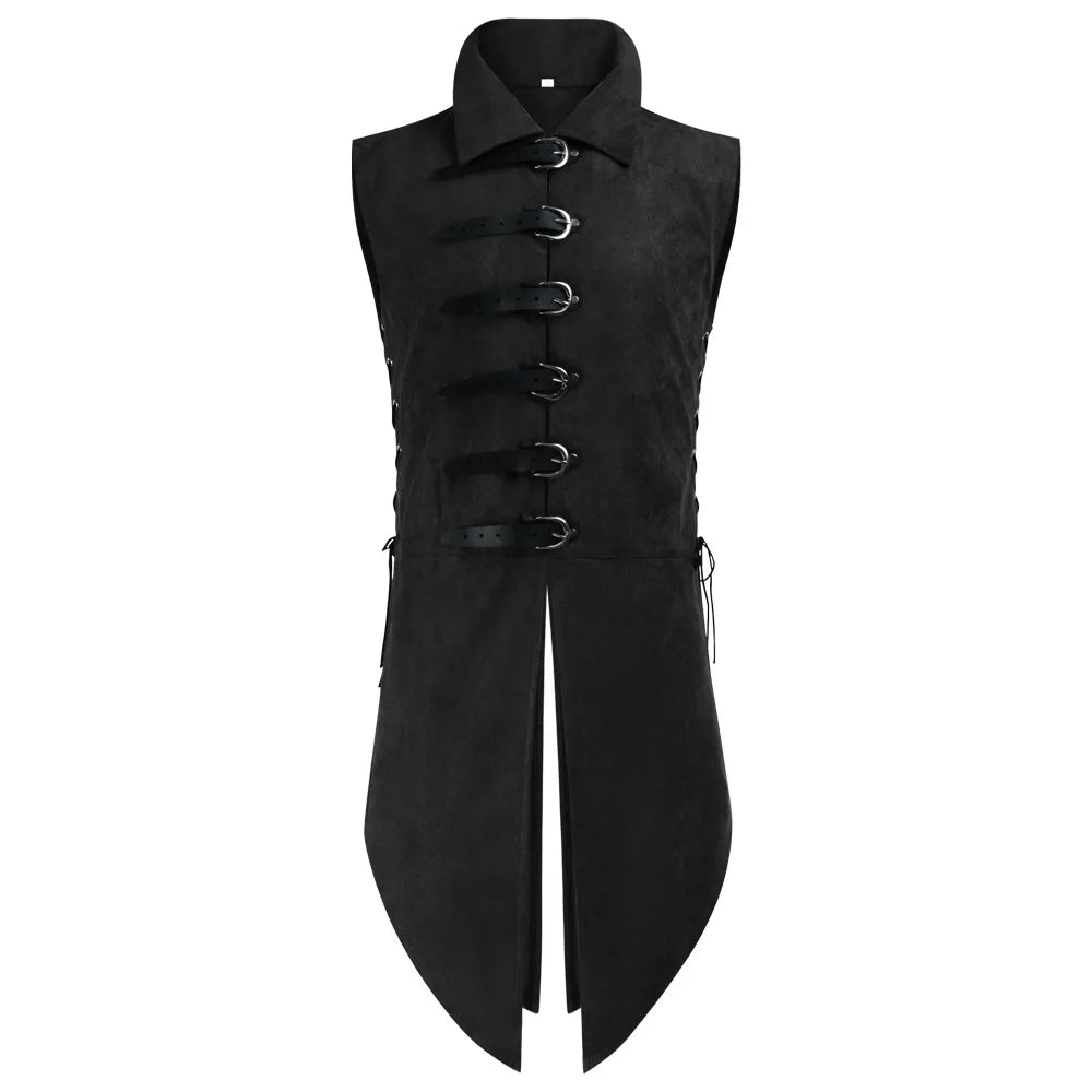 New Man's Fantasy Medieval Tunic Renaissance Vest Up Outerwear Eif Warrior Coats Outerwear Pirate Clothing Halloween Costume