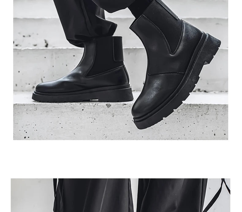 2025 Spring New Chelsea Men's Boots Platform Elevating Shoes, Men's Anti-slip Wear-resistant Outdoor Boots