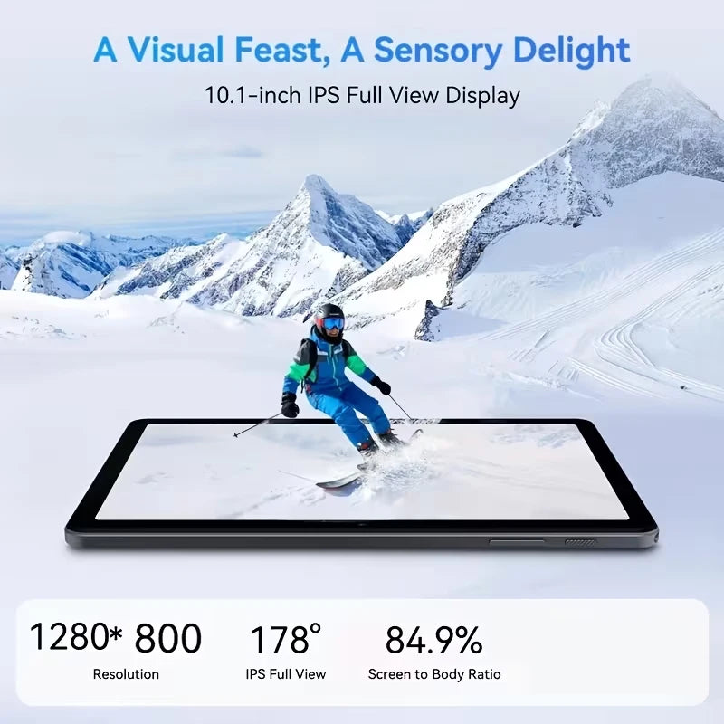 Portable Android 15 Tablet 8GB+256GB, 4000mAh Long Battery, HD Camera for Remote Work & Study