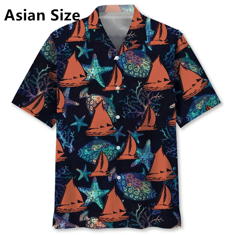 Chemise MC Hawaiian Voilier Floral