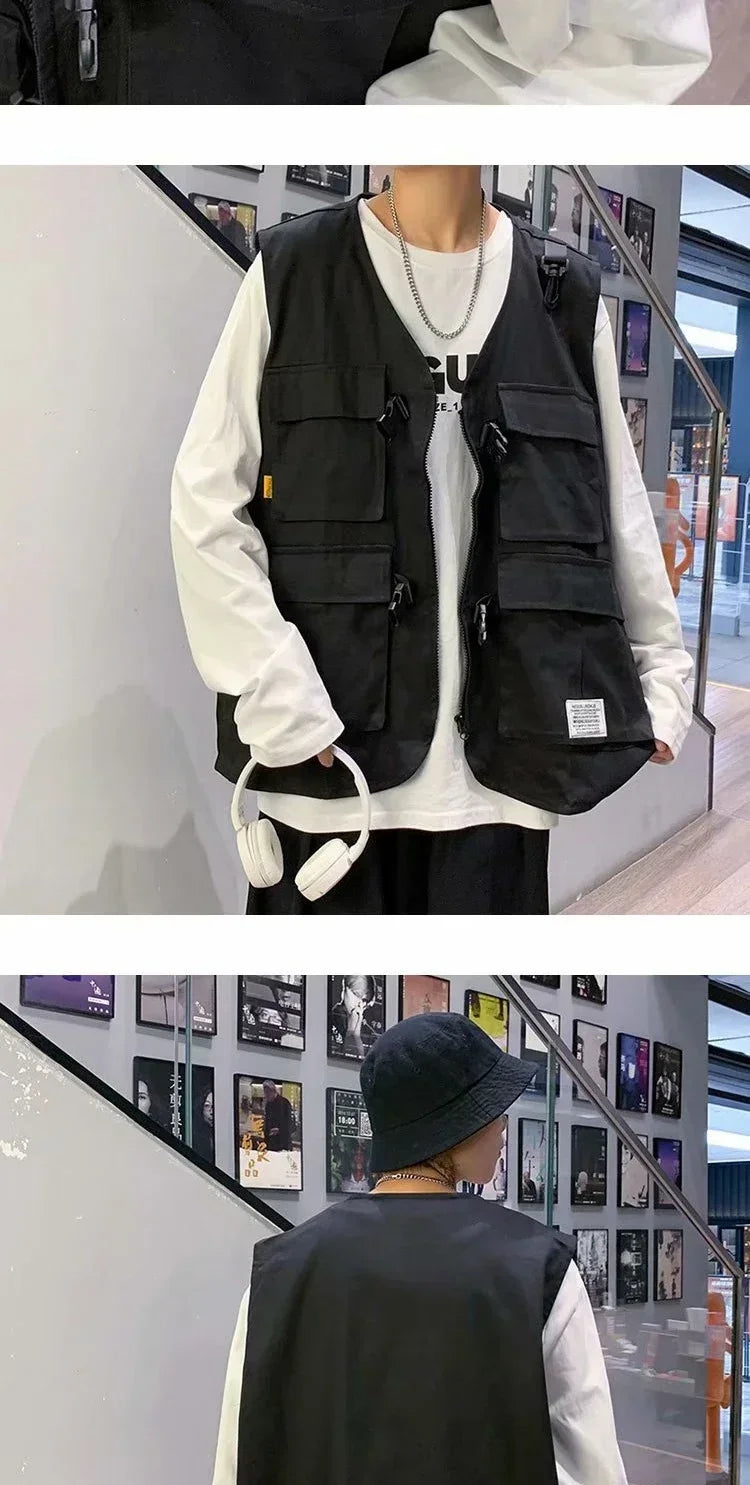 Techwear Vests Women Vintage Spring Autumn Coat Designed Couples All-match Sleeveless Outwear Japanese Harajuku Aesthetic Ins