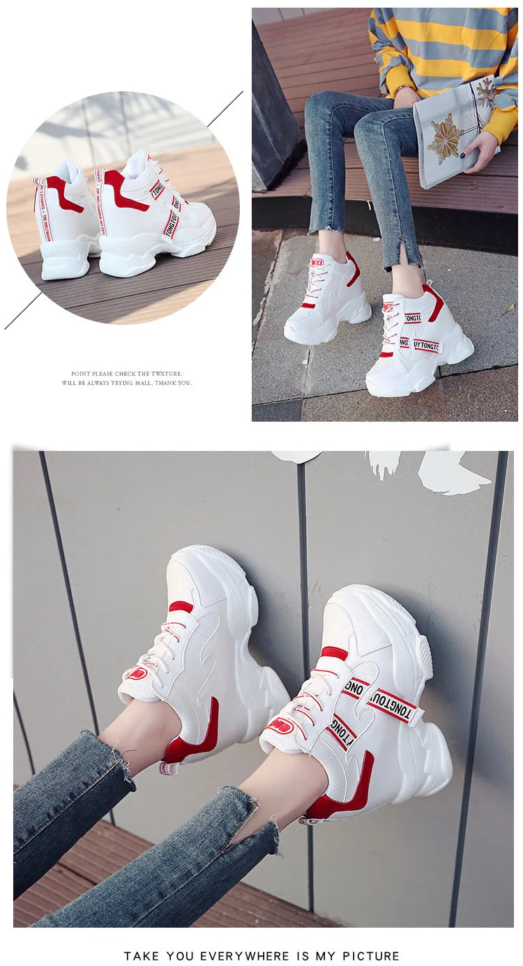 Hot Sales Trendy Shoes Women High Top Sneakers Women Platform Ankle Boots Basket Femme Chaussures Femmes Height Increase Sneaker