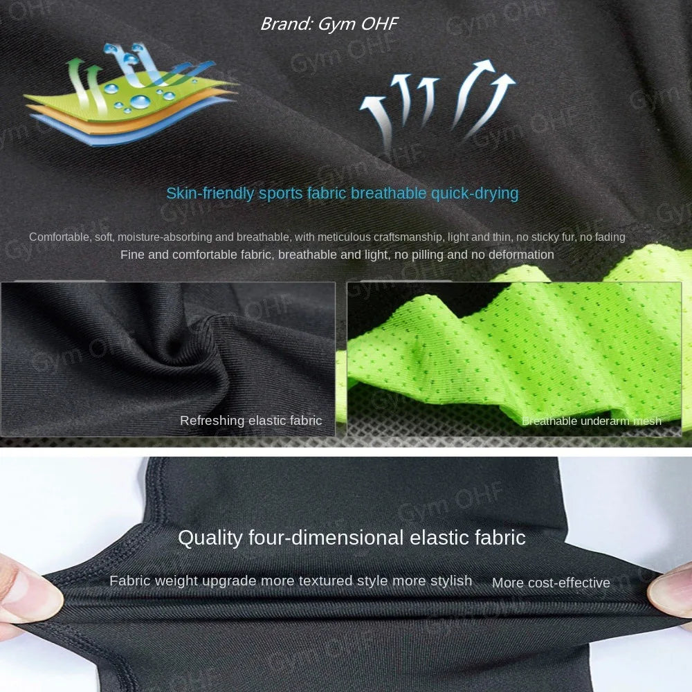 Men's Solid Color Short Sleeved T-shirt Compressed Quick Drying Breathable Training Suit Fitness Jujitsu Rashguard Top Gym Sport