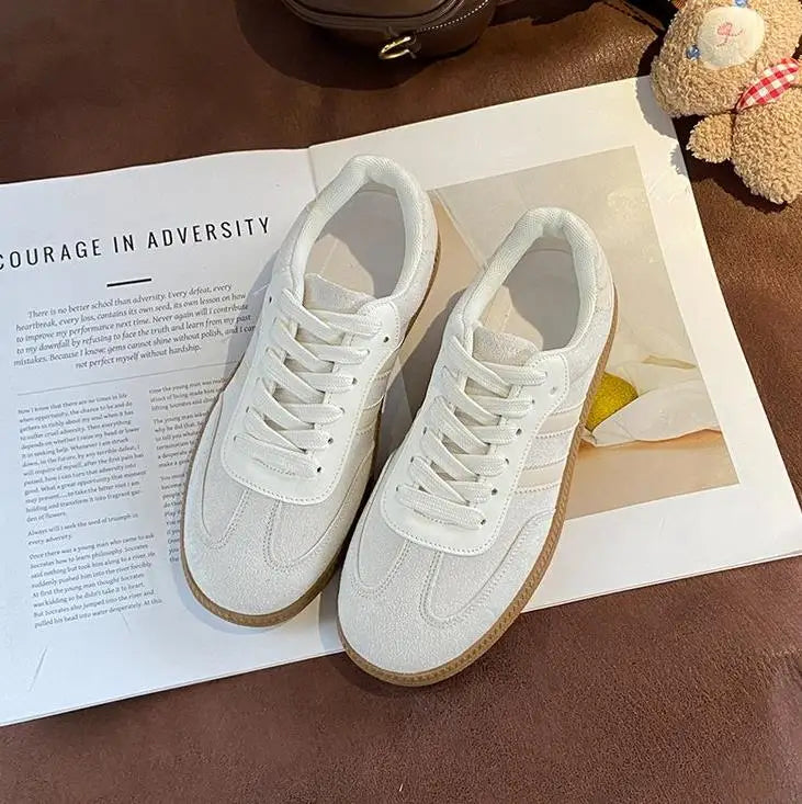 Women Tennis Sneakers Flats Ladies Fashion Lace-up Vulcanized Shoes  Autumn Outdoor Trainers Student Board Shoes Footwear