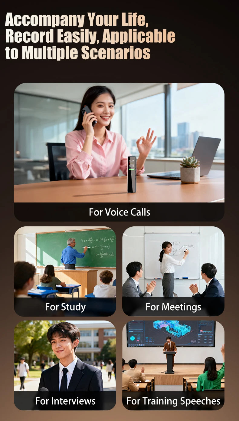 AI Digital Audio Recorder AI Voice to Text/Translation 98% Accuracy ChatGPT 72 Languages HD Noise Reduction Classroom Recording