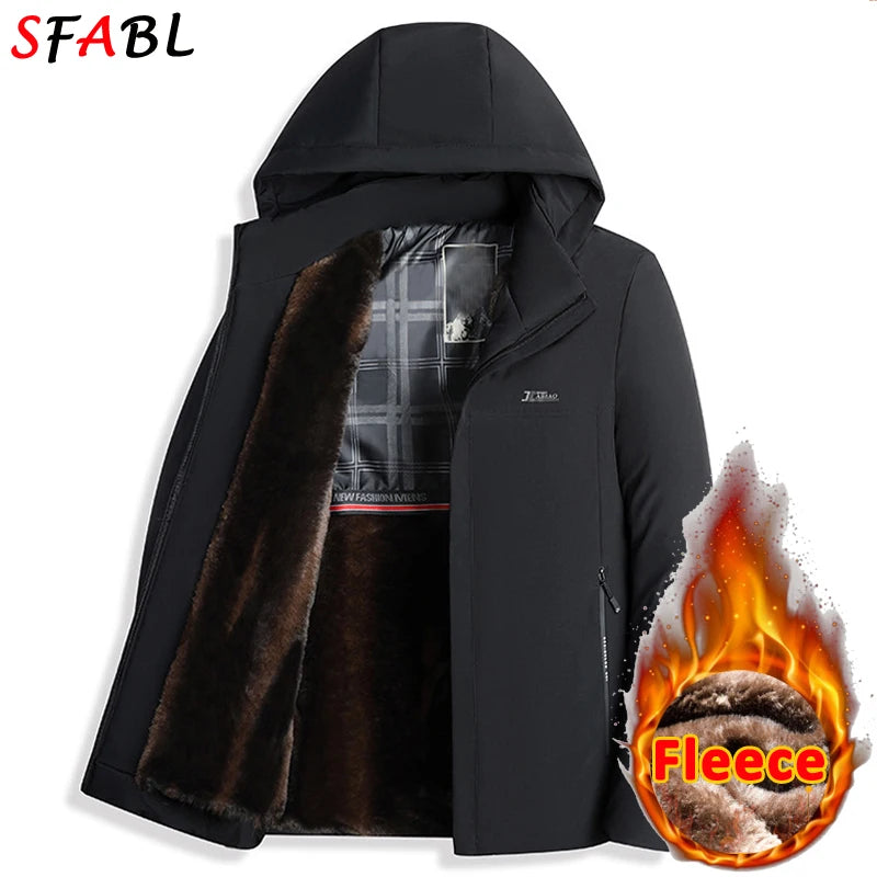 Parka Homme Chaude Capuche Poches Hiver