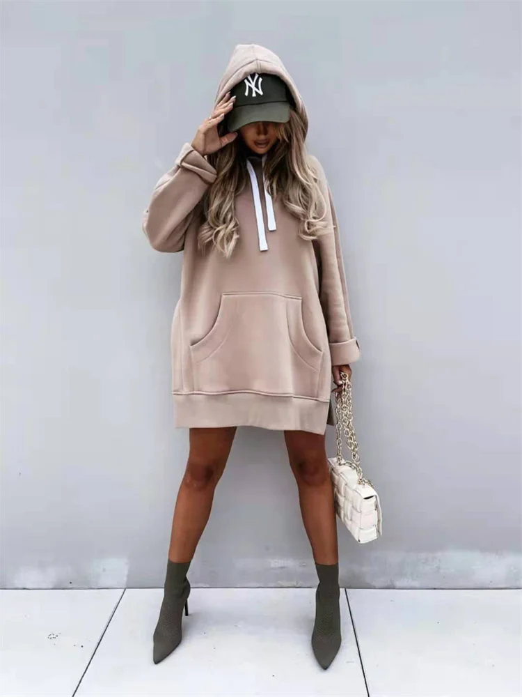 Hoodie Leisure Pocket Motion Solid Color Spring Women Hoodies Long Sleeve Sweatshirt Female Autumn New Fashion Casual CYXX384