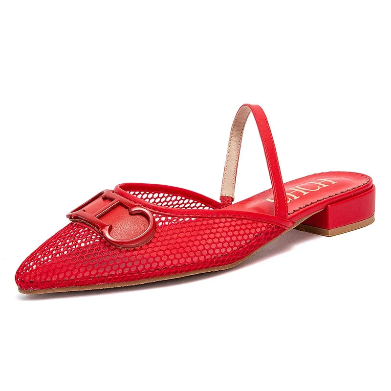 2025Women's Shoes Fashion Classic Pointed Design Female Commuting Flat Shoes Summer Popular Hollow Design Ladies Low Heel Shoes