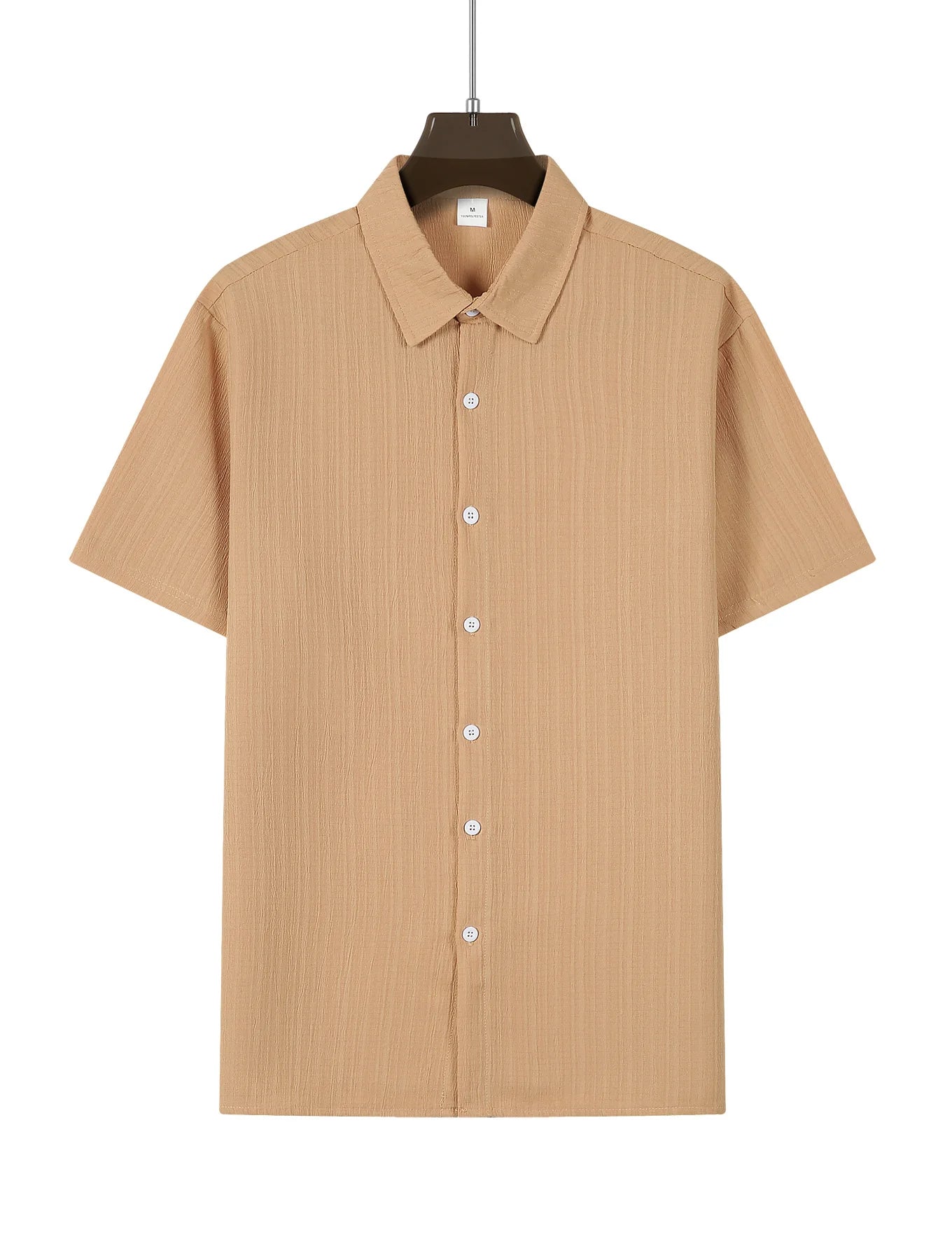 Chemise MC Coton Uni Col Rabattu Beach