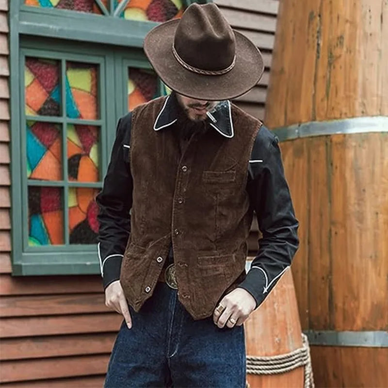 2026 Men's Retro Vest British Style Workwear Corduroy Vestes Casual Coat Single Breasted Sleeveless Jacket for Men Formal Vest