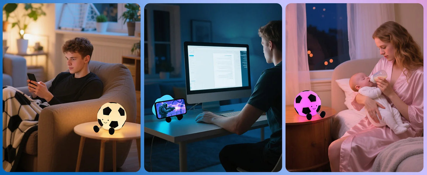 Sport Fans Soccer Light,Rechargeable Small Lamp Dimmable with Soft Touch,Football Nightlight Cute Squishy Lamp for Childs gifts