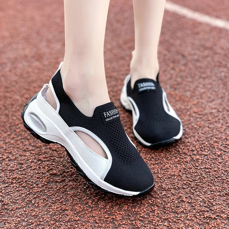 2025 Women Designer Shoes Hollow Outdoor Comfortable Baotou Sneakers Anti-Slip Breathable Out Slip-On Sneakers Zapatos De Mujer