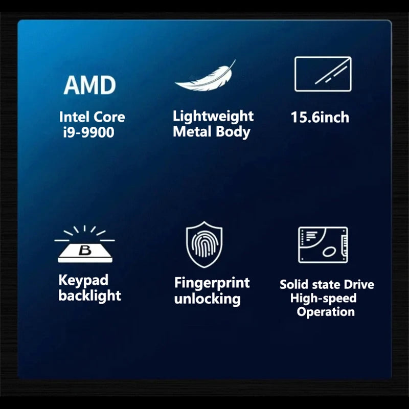 I9 Laptop 15.6" Laptop Intel Core i9 9900 32GB DDR4 512GB 2TB SSD 1920*1080 HD Windows 11 Gaming Computer PC Ultra Slim Notebook