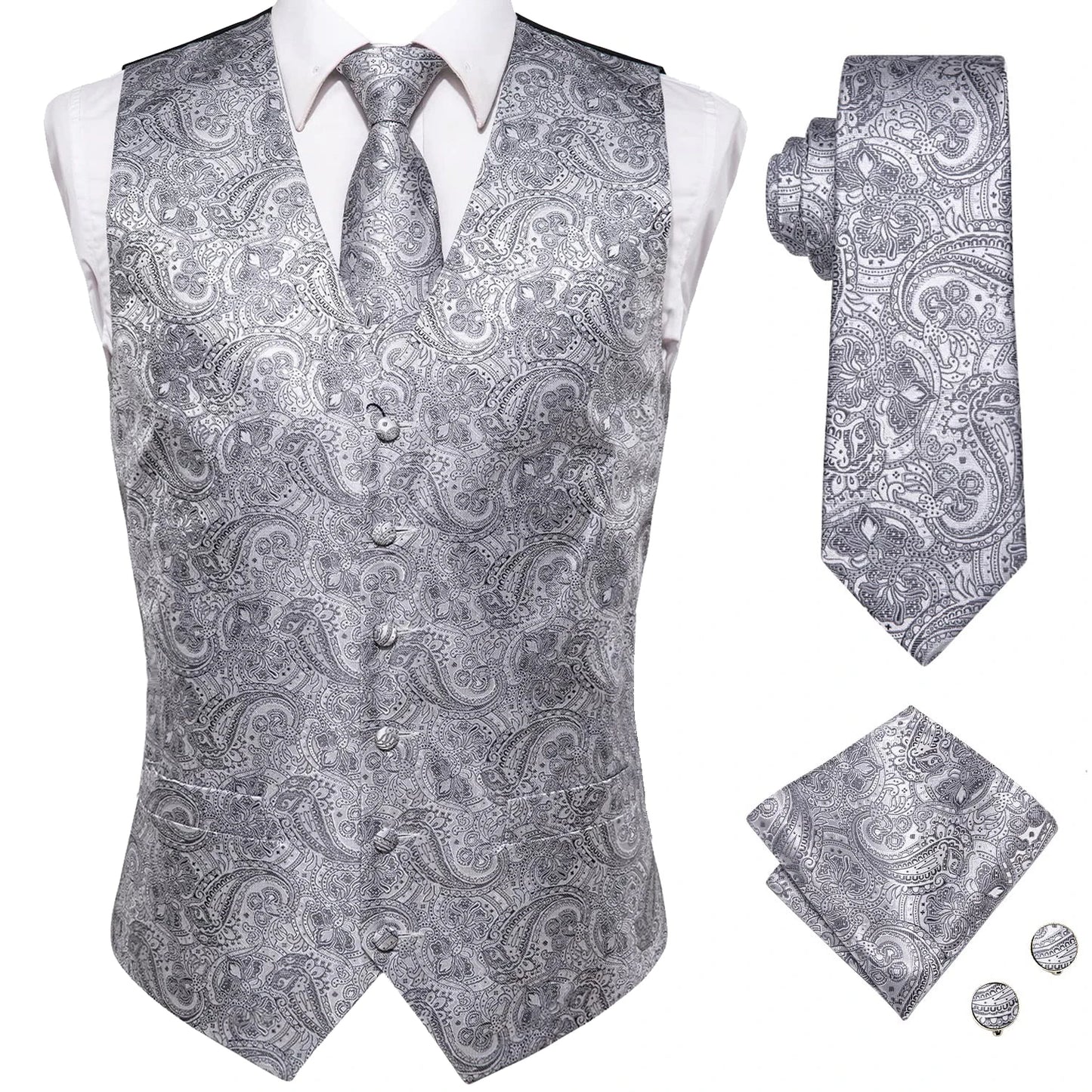 Gilet Cravate Hi-Tie Soie 4 Pieces