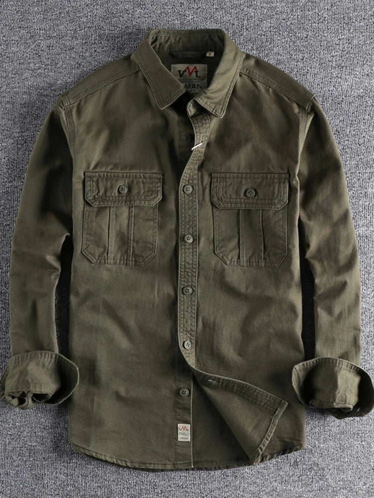 Chemise ML Cargo Coton Retro Japonais