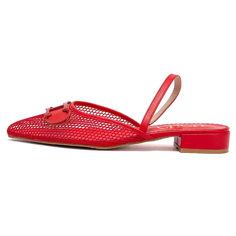 2025Women's Shoes Fashion Classic Pointed Design Female Commuting Flat Shoes Summer Popular Hollow Design Ladies Low Heel Shoes