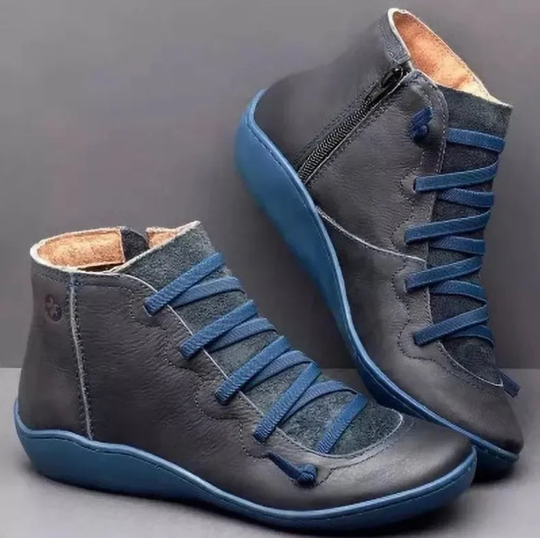 2025 for Women Lace Up Boots Snow Boots Woman Short Vintage Boots Mujer Botas Non-slip Shoes Socofy Chaussures Femmes