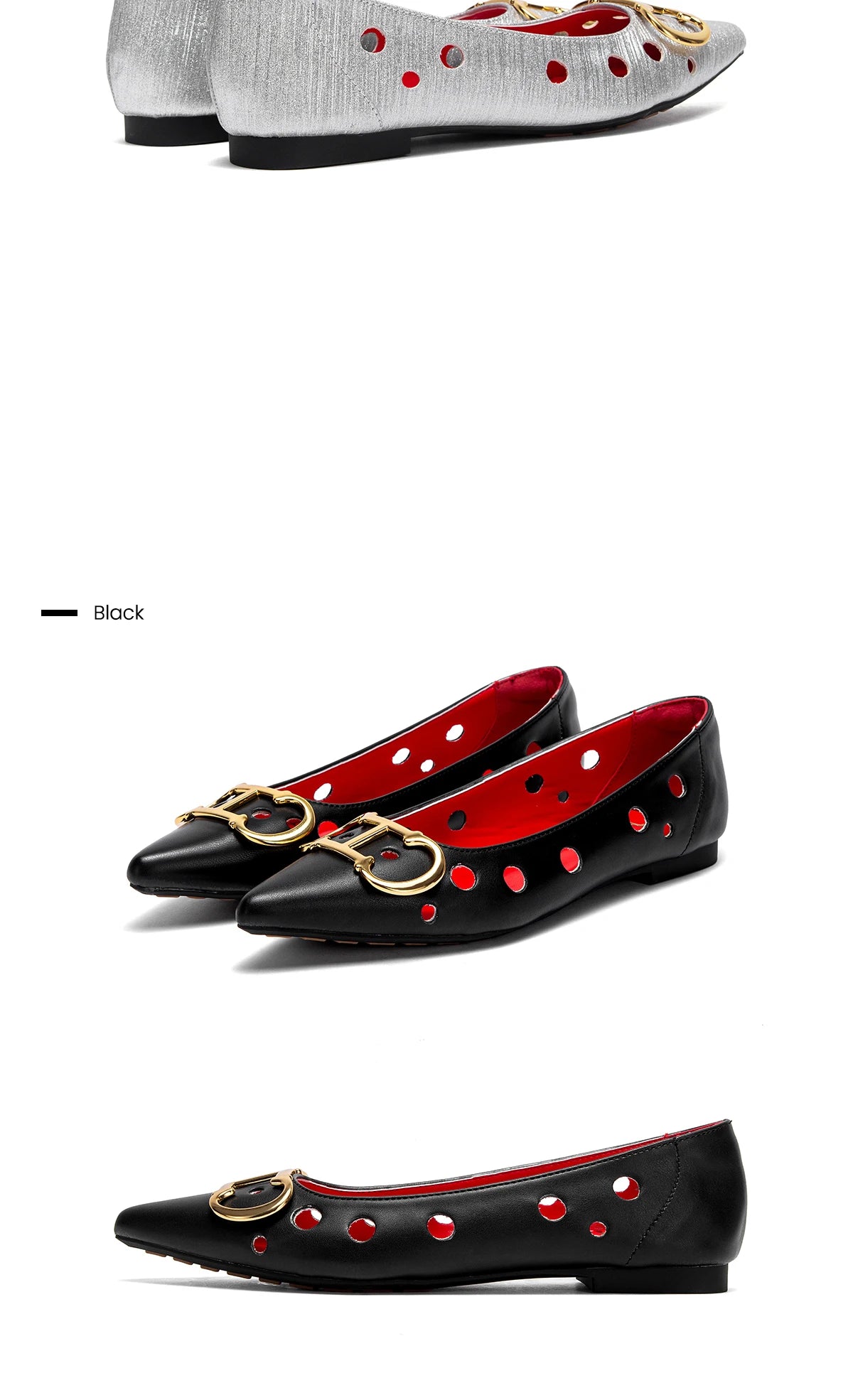 CHCH 2025 Women's Flat Shoes New Punching Design Pointed Woman Shoes Simple Anti slip