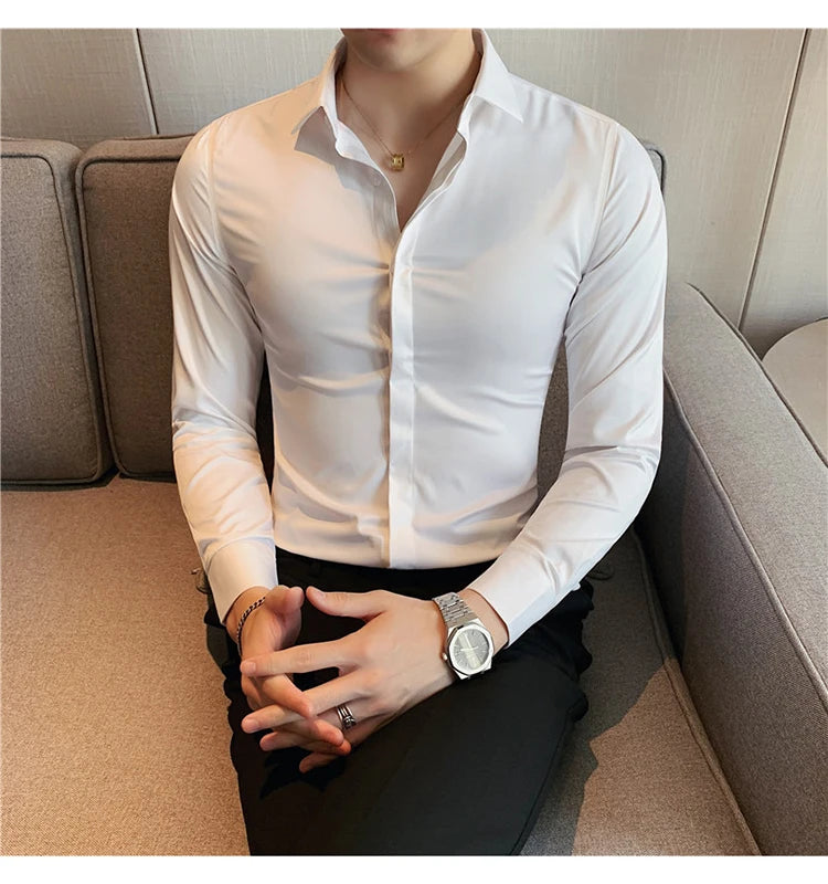 Chemise ML Homme Slim Uni Luxe