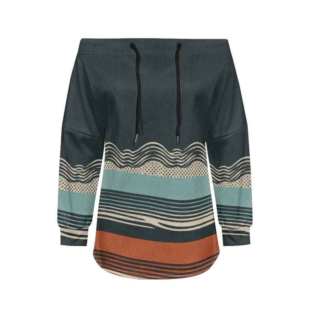 Sweat Off-Shoulder - Motifs Rayures & Pois