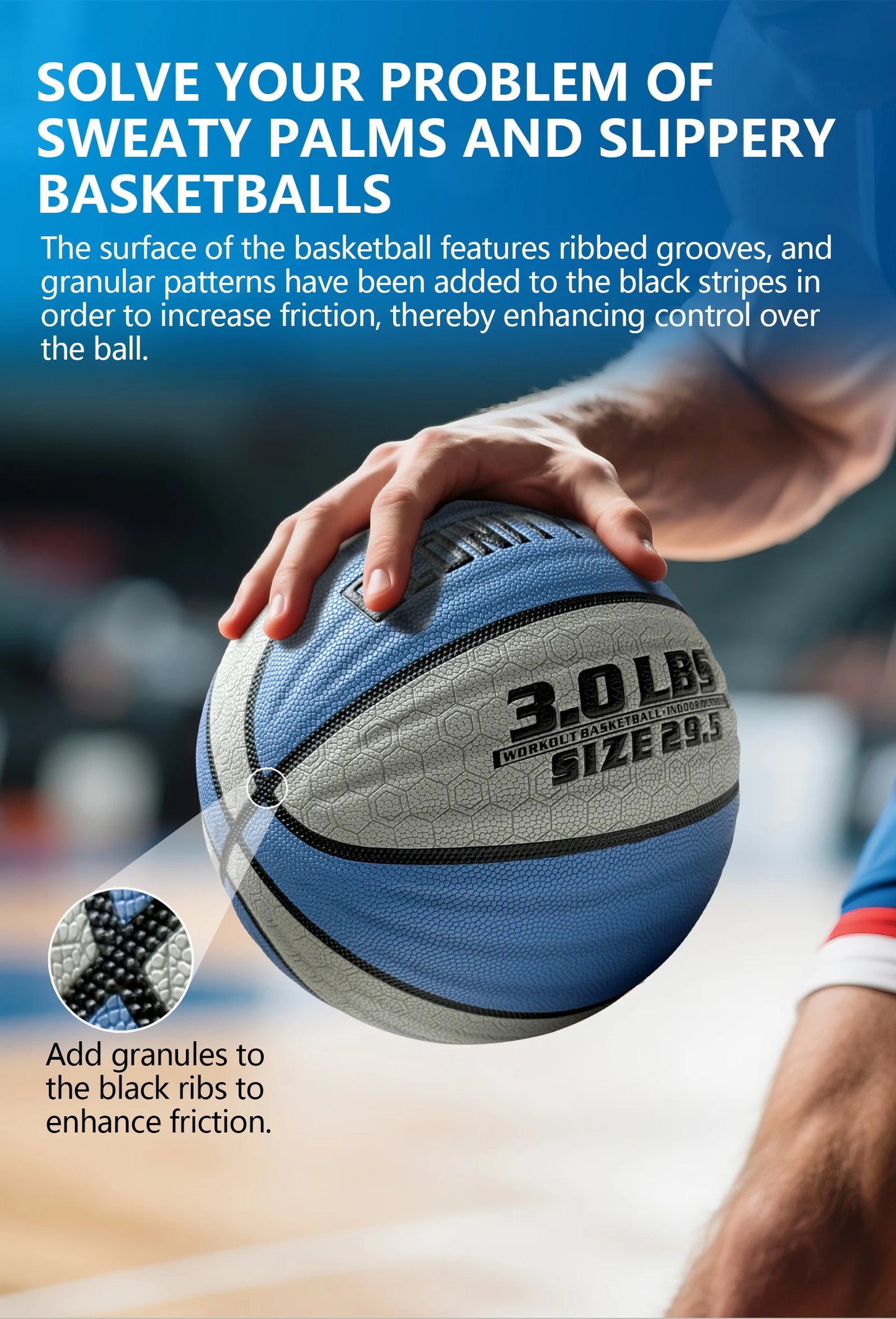 Weighted Training Basketball 3LBS/2.2LBS,Official Size 6/7 Wear-resistant Heavy Ball For Handling Dribbling&Passing,Rebounding