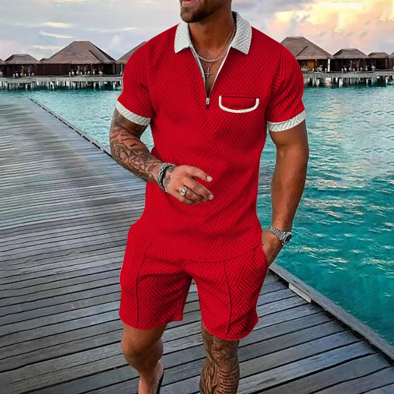 Ensemble Short Top 3D Digital Zippe