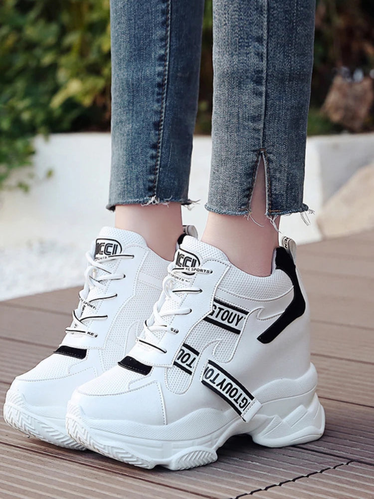 Hot Sales Trendy Shoes Women High Top Sneakers Women Platform Ankle Boots Basket Femme Chaussures Femmes Height Increase Sneaker