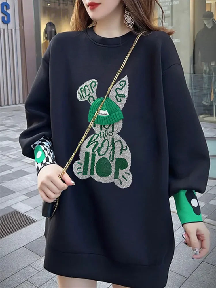 Pull Brodé "Black Graphic" - Style Emo-Korean