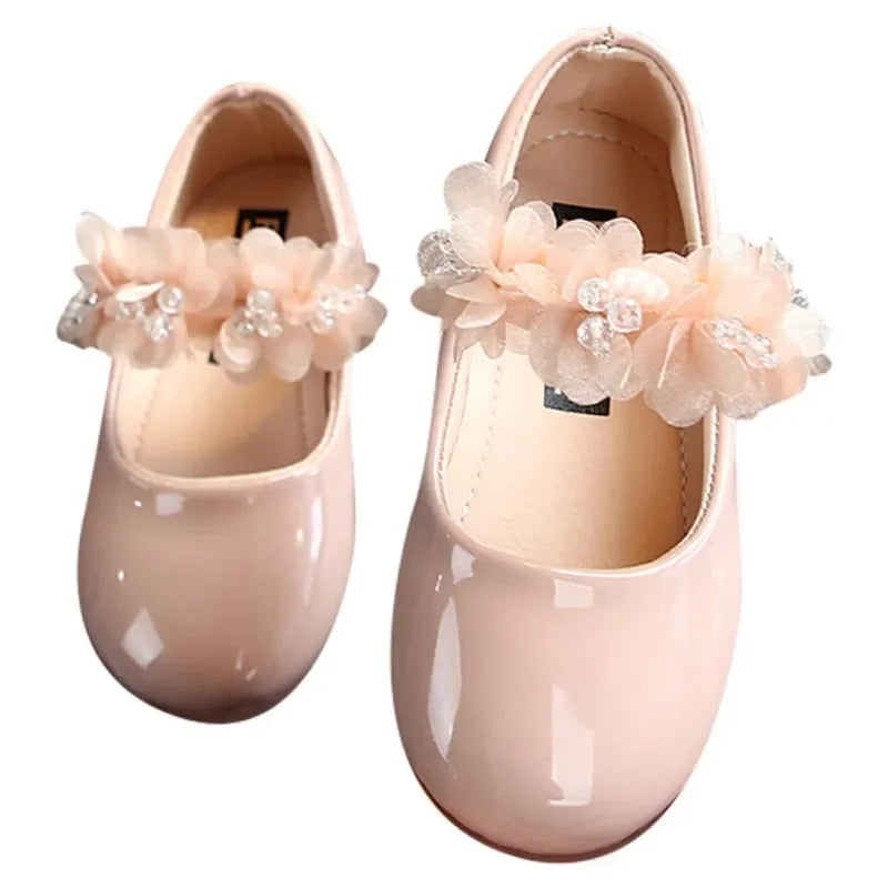 Chaussures princesse douces pour filles, semelle souple, antidérapantes, en cuir, plates, décontractées