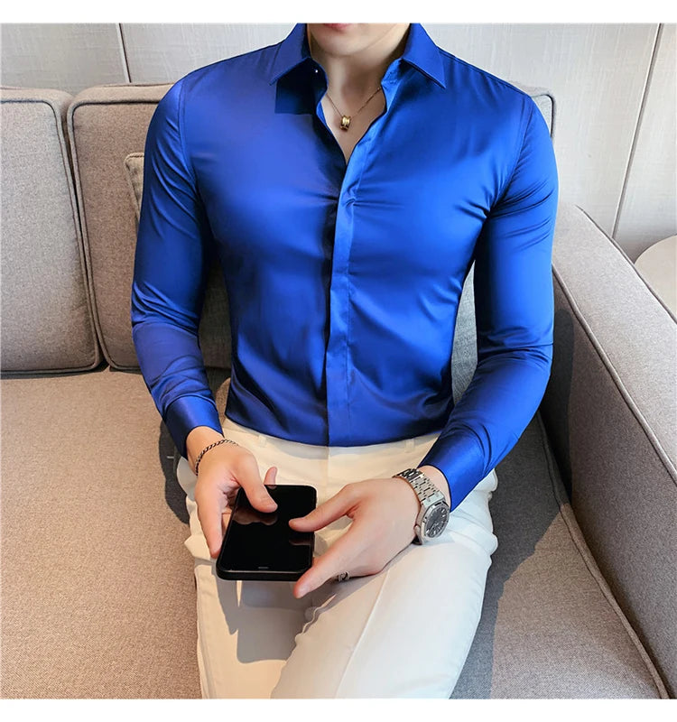 Chemise ML Homme Slim Uni Luxe