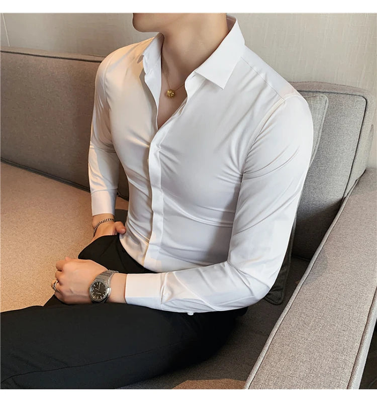 Chemise ML Homme Slim Uni Luxe