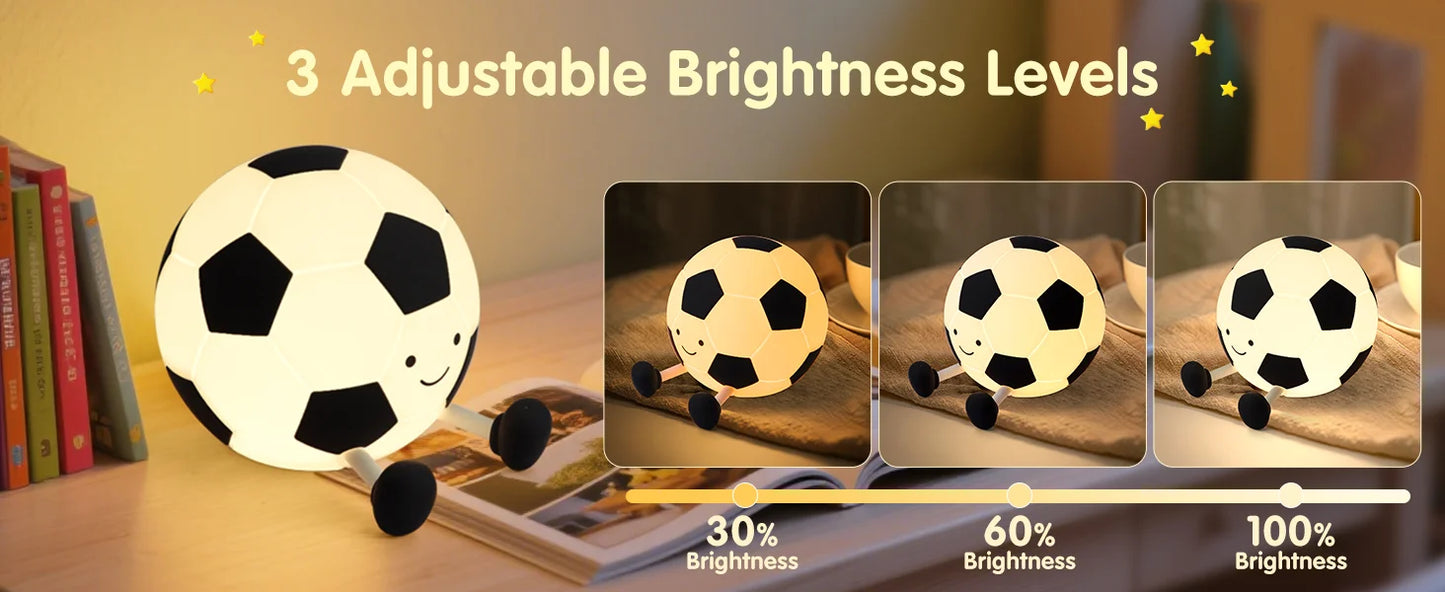 Sport Fans Soccer Light,Rechargeable Small Lamp Dimmable with Soft Touch,Football Nightlight Cute Squishy Lamp for Childs gifts
