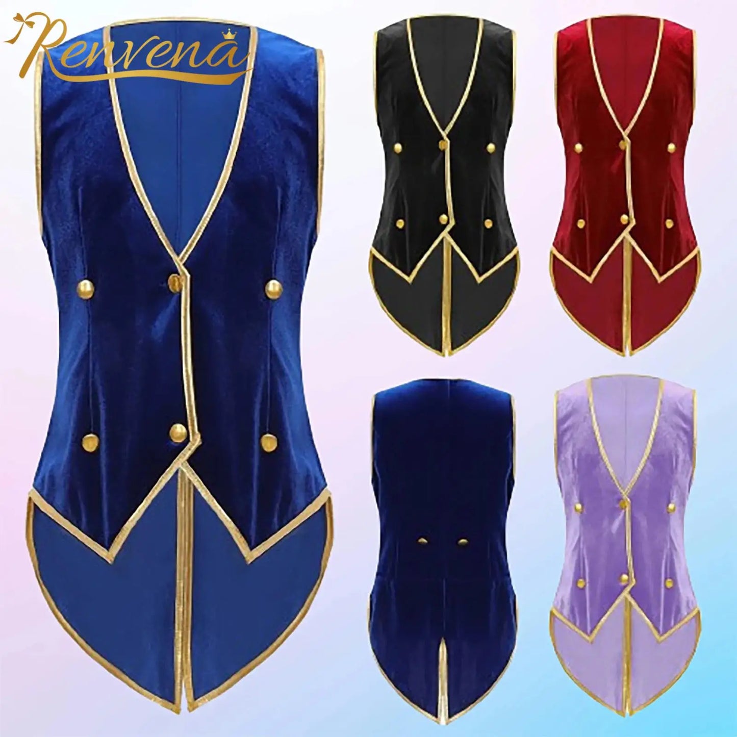 Velvet Vest Children Gentleman Tuxedo Vintage Victorian Steampunk Jacket Tailcoat Theme Party Medieval Costume Fancy Dress Up