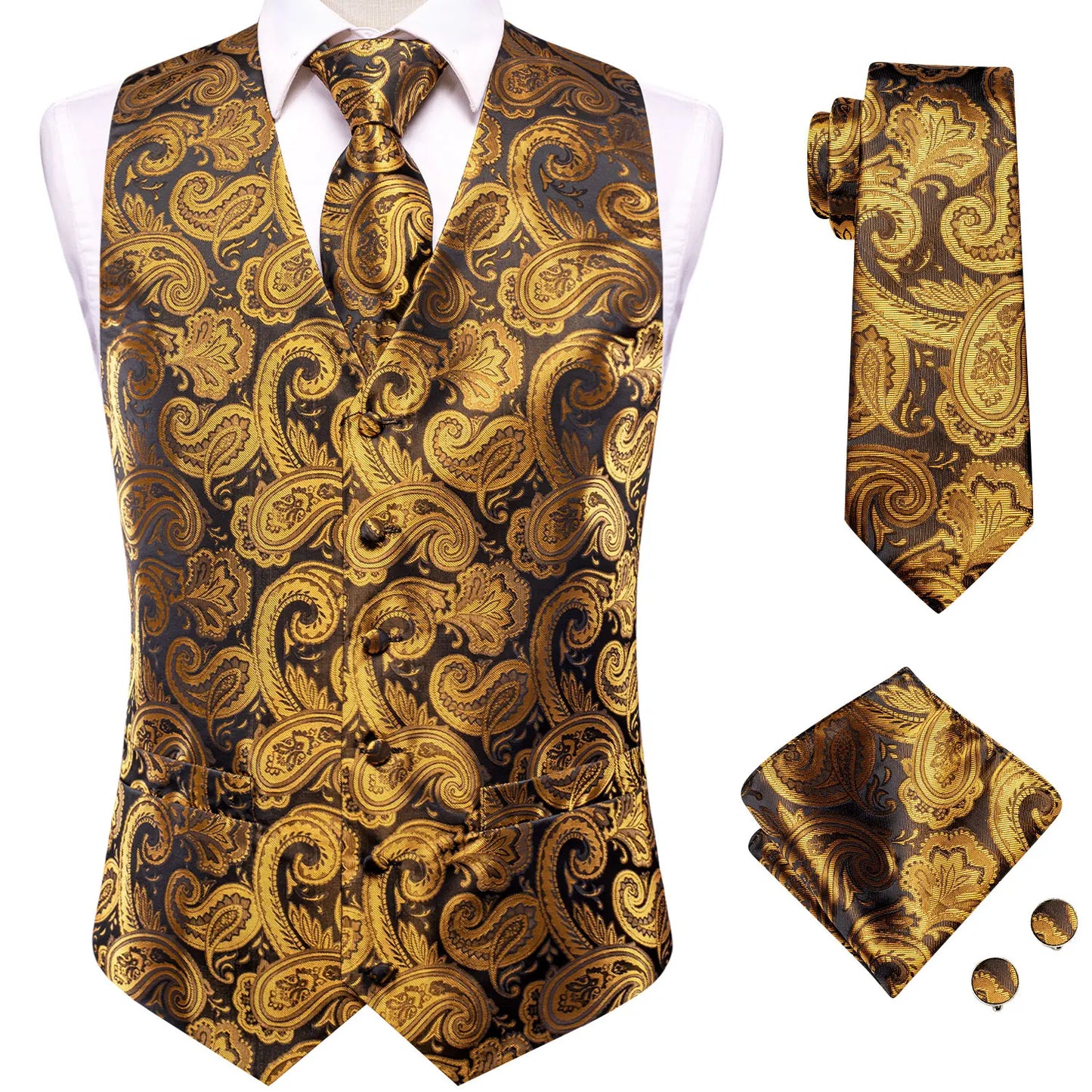 Gilet Cravate Hi-Tie Soie 4 Pieces