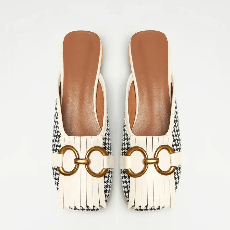 Zapatos Mujer French Vintage Women Sandals Summer 2023 New Elegant Low Heel Shoes Lazy Casual Muller Shoes Designer Women Shoes
