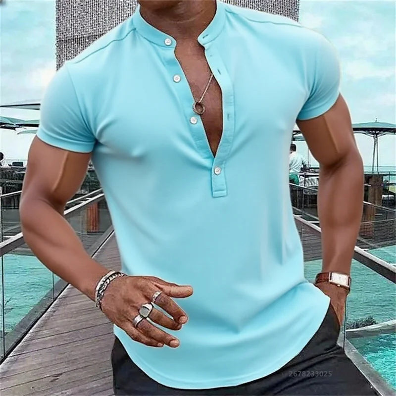 Chemise MC Hawaiian Uni Col Montant