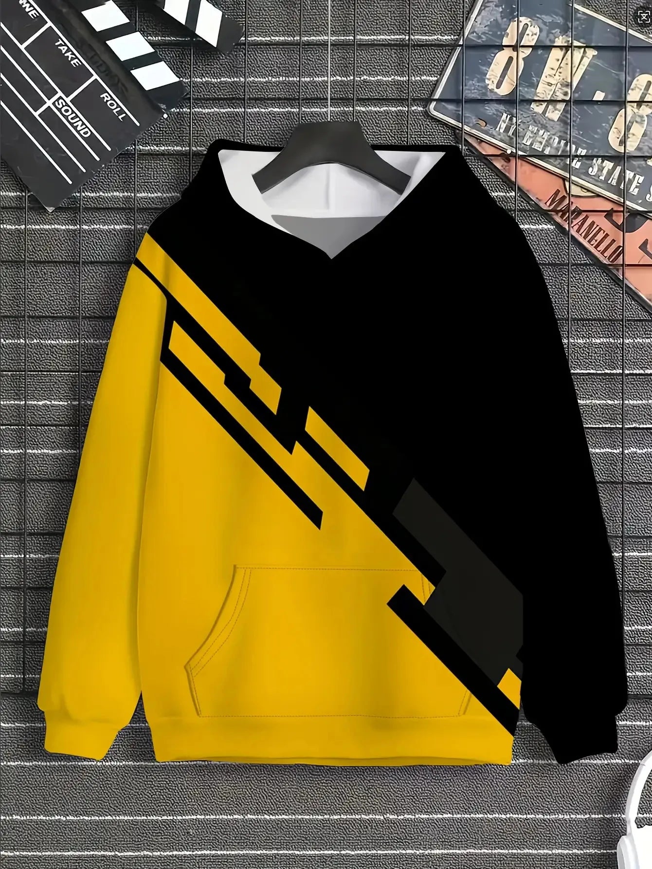 Hoodie Color-Block - Jaune & Noir Urban