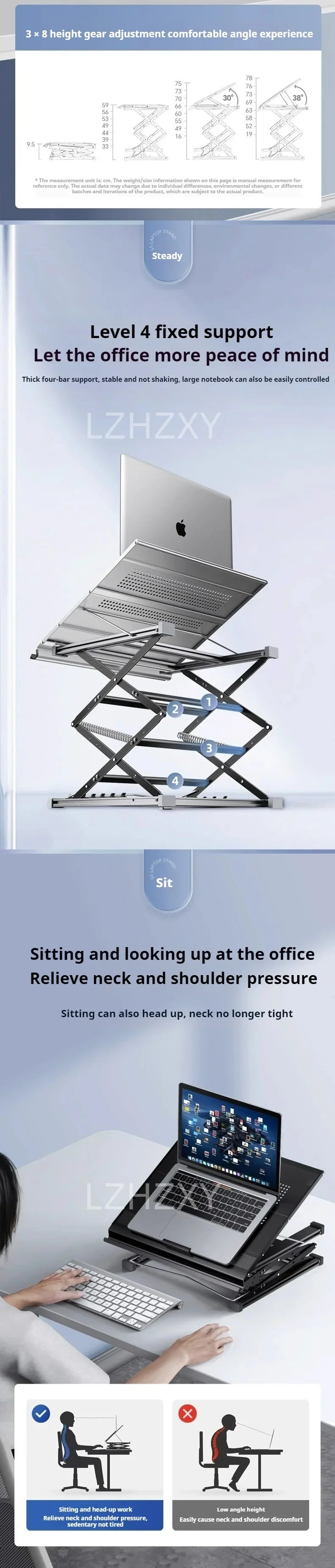 Standing laptop height-adjustable desk folding desktop height-adjustable frame and eye-level stand Laptop Parts Accessories