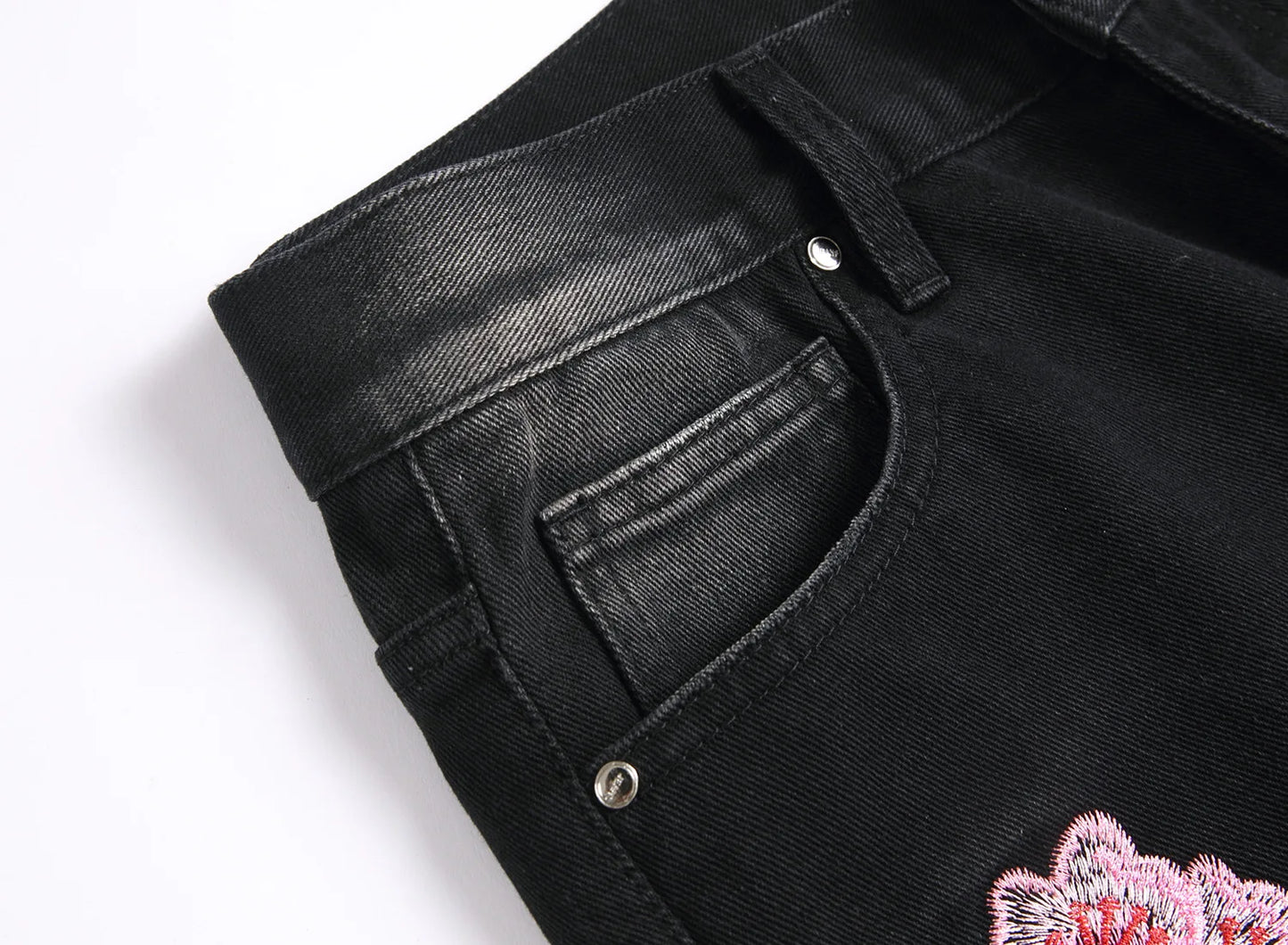 Jean Ripped Floral Brode Flare Homme