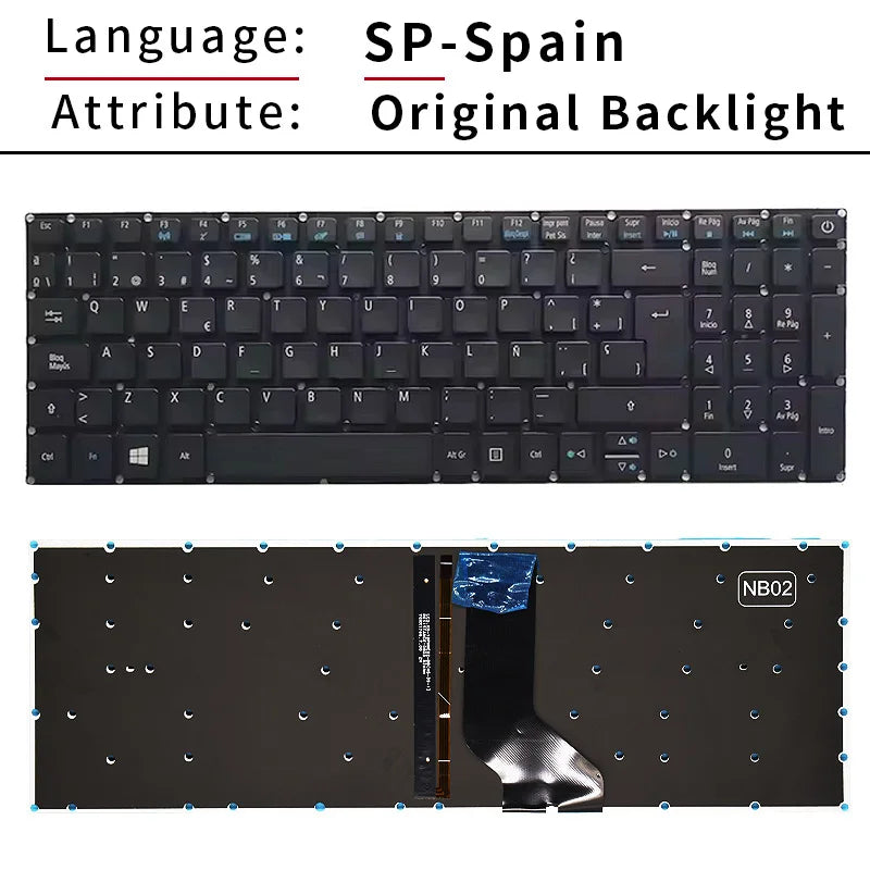 "RU/US/SP/BR Laptop Keyboard FOR Acer Aspire E5-573 E5-573T E5-573TG E5-573G E5-722 E15 E5-582P 507H 56AV 507H 54G6 F5-572 "